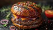 Gourmet Cheeseburger with Grilled Patty and Fresh Toppings