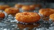 Frying Crispy Onion Rings in Oil Close-Up