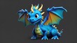 a cute blue dragon plain background cartoon from Generative AI