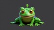 a cute frog on plain background cartoon from Generative AI