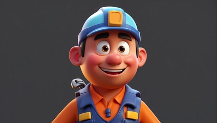 Canvas Print - miner guy in uniform on plain background cartoon from Generative AI