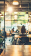 © Michael - blurred image of people in an indoor cafe, restaurant, store, shop, bokeh lights and copy space