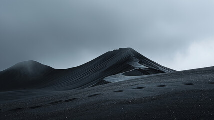 Wall Mural - Monochrome majesty of black sand dunes rise to fill the expanse of cloudy clouds