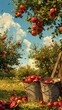 buckets apples sitting grass saturated color amazing farms furry red gardens sunny computer farmlands golden apple animations header fallout paradise