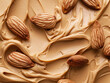 A close up of a nutty spread with almonds scattered throughout