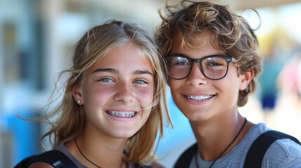 Wall Mural - portrait of a teenager with braces