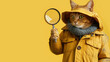 The Case of the Curious Cat,  A Feline Detective's Quest for Clues with a Magnifying Glass in Paw.