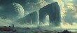 Exploration of a parallel dimension with surreal landscapes and otherworldly creatures ultrawide wallpaper