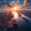 © Steve - Sunset over the Tariff Gateway: Port Scene of Global Trade