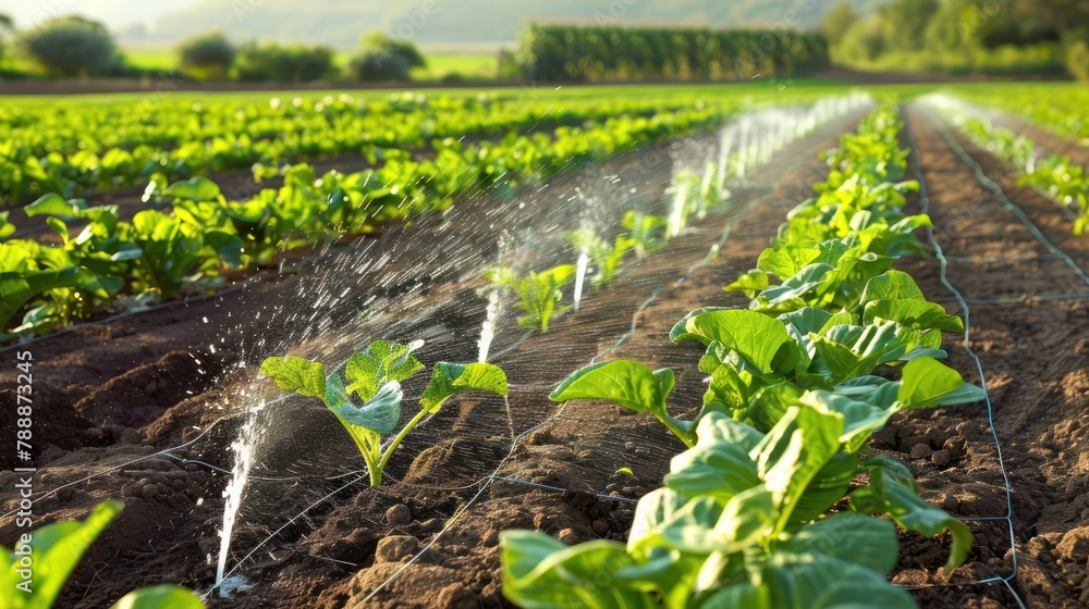 Ilustração Automated irrigation systems deliver precise amounts of ...