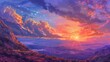 Sunrise and sunset views over serene landscapes, painting the sky with hues of orange, pink, and purple.