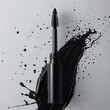 Mascara, brush stroke, makeup set isolated on white background.Idea for business card, typography.