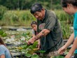 © Ryzhkov - Senior Asian Man Teaching Young Adults Wetland Planting for Conservation in Afternoon Workshop