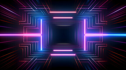 Wall Mural - digital technology neon lights grids lines abstract pattern poster web page ppt background