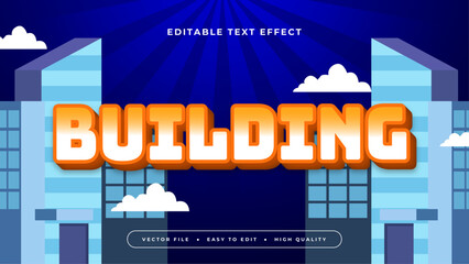 Blue orange and white building 3d editable text effect - font style