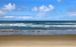 Beach seascape with blue sky and clouds