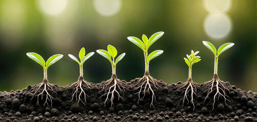 Poster - Green Soybean Plants with Roots