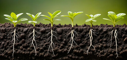 Poster - Green Soybean Plants with Roots