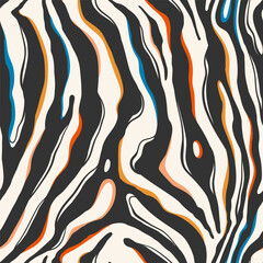 Close up of a zebra print wallpaper design, featuring seamless vector abstract patterns resembling the distinctive stripes of a zebra.