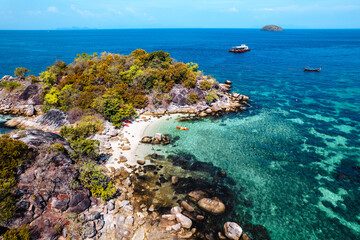 Wall Mural - Aerial view of  island and clear water