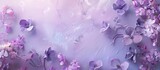 Fototapeta  - Abstract floral background featuring purple flowers on pastel hues with a soft aesthetic suitable for spring or summer. Banner backdrop with space for text.