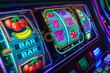Vibrant and Dynamic Online Slot Machine Interface with Traditional Casino Symbols