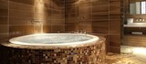 Fototapeta  - Circular bathtub in an upscale tiled bathroom setting