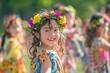 Joyful May Day Celebration: Diverse Children Maypole Dancing in a Sunlit Park