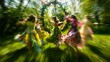 Joyful Dance of Diversity: Teens in Floral Costumes Celebrate Beltane Around Maypole
