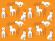 Dog Dogo Argentino Poses Cartoon Cute Seamless Wallpaper Background