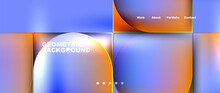 A Vibrant Geometric Background Featuring Colorful Circles And Squares In Shades Of Amber, Azure, And Orange. The Design Is Fluid And Liquidlike, Resembling Automotive Lighting Or A Fizzy Drink