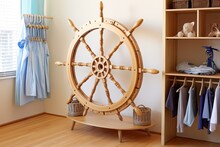 Ahoy There! Pirate Ship Theme Bedroom: Helms Wheel Toy Organizer & Peg Leg Coat Hanger Stand