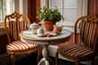 Terracotta Delights: Regency Breakfast Nook with Regency Stripes and Lace Table