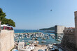 Mediterranean sea and marina outside walls of Dubrovnik