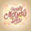 Happy Mother's day vector card mockup with bubbles lettering