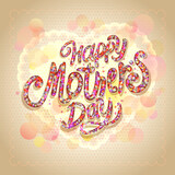 Fototapeta Na ścianę - Happy Mother's day vector card mockup with bubbles lettering