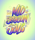 Fototapeta Na ścianę - Mid season sale, special offer, vector web banner or poster lettering design