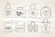 Tote bags graphic symbols set