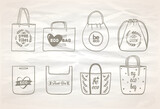 Fototapeta Na ścianę - Tote bags graphic symbols set