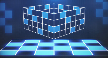 Wall Mural - retro 80s-90s sci-fi background futuristic grid landscape neon. digital cyber surface. suitable for 