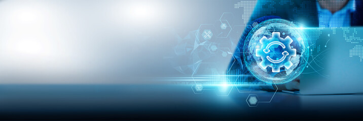 Wall Mural - automation network, streamlining processes, reducing manual tasks, and improving efficiency. busines