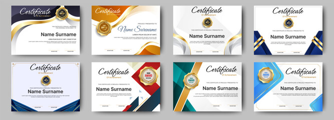 Wall Mural - certificates of completion template with luxury badge and modern line and shapes. horizontal certifi
