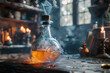 Mystic Alchemical Elixir with Smoke and Candlelight in Moody Occult Atmosphere