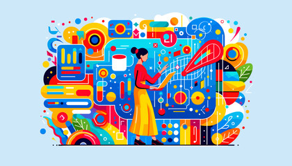 Large-scale language model AI (LLM) concept vector illustration.