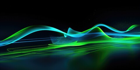 Wall Mural - a computer generated image of a wave pattern in the dark. generative ai.