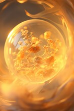 A Close Up Of A Glass Ball With Yellow Flowers Inside. Generative AI.