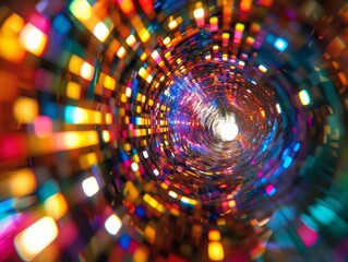 Wall Mural - a colorful tunnel with many lights in it. generative ai.