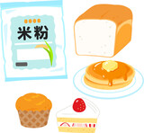 Fototapeta  - 袋入りの米粉とパンや焼き菓子