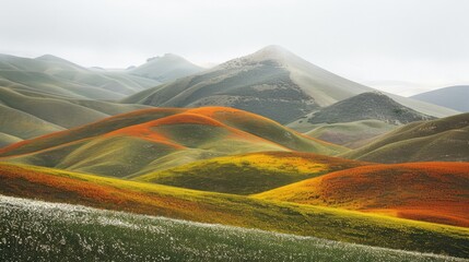 Wall Mural - Summer aesthetic landscape panorama, muted neutral colors...