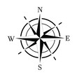 Vector compass rose with North, South, East, and West indicated